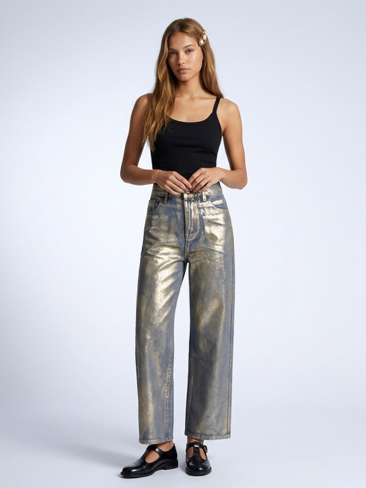 SoHo Gold Foil Metallic Jeans