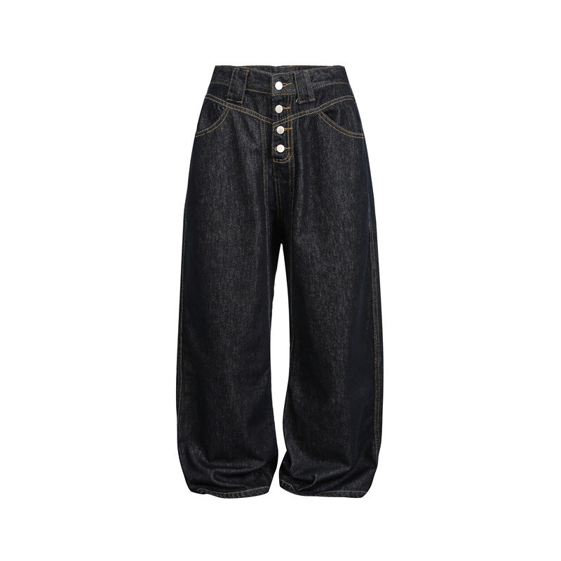 Tribeca Button-Fly Barrel Jeans
