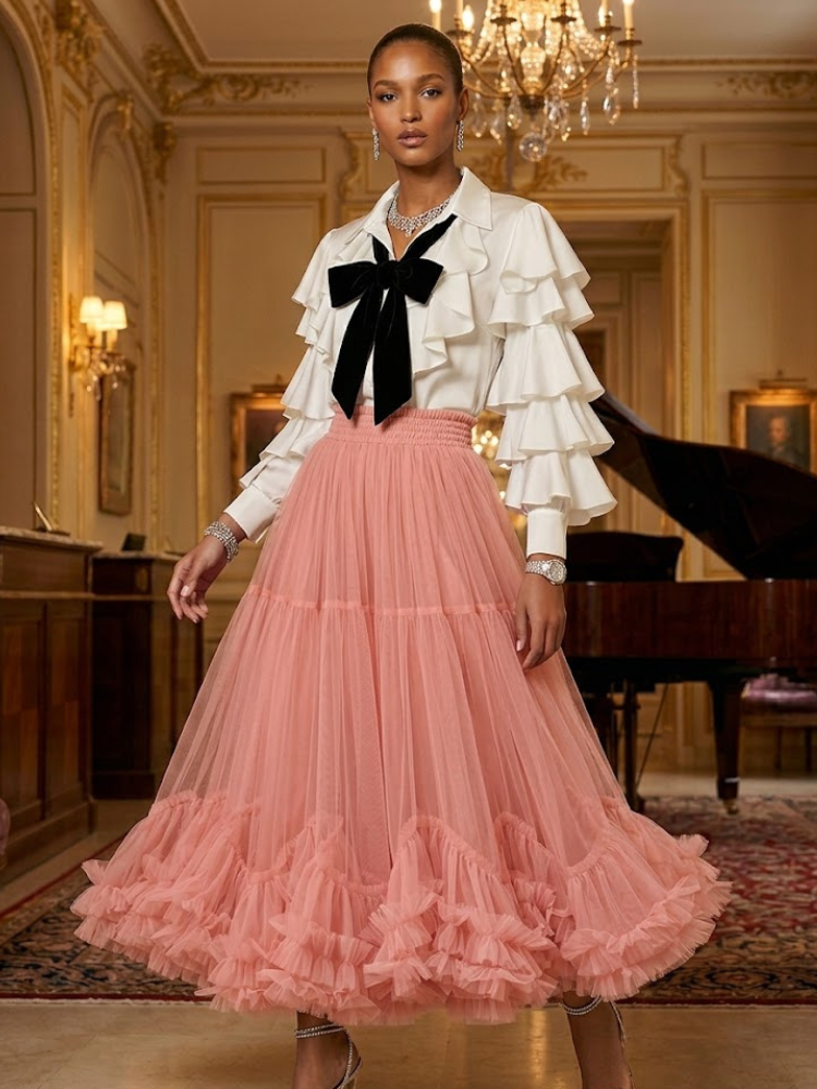 Saint-Germain Dusty Rose Tulle Maxi Skirt