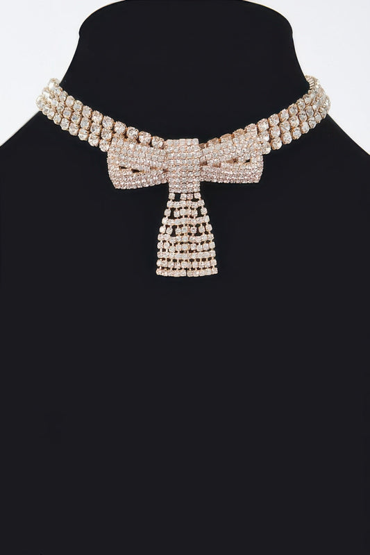 Fifth Ave Rhinestone Ribbon Choker