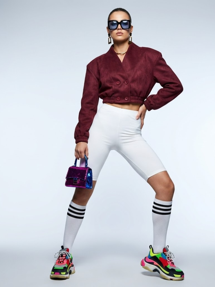 SoHo Burgundy Faux Suede Cropped Jacket