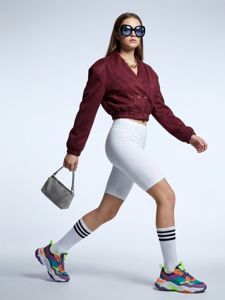 SoHo Burgundy Faux Suede Cropped Jacket