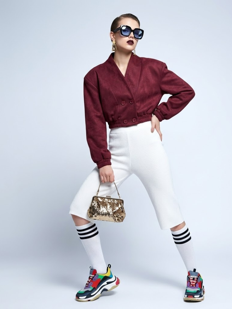 SoHo Burgundy Faux Suede Cropped Jacket