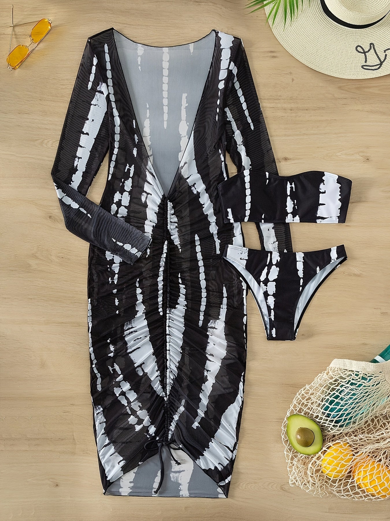Horizon Haze Tie Dye 3-Piece Bikini Set