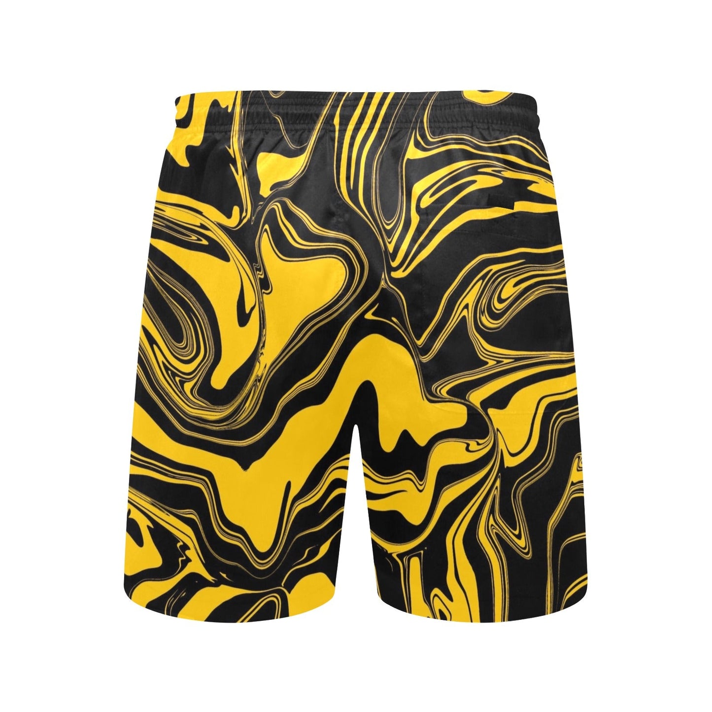 Black & Yellow Abstract Melt Swim Shorts