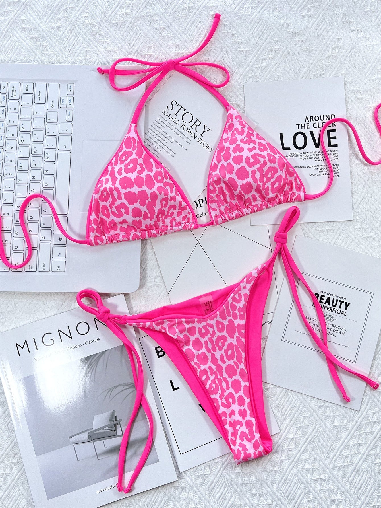 Leopard Print Tie-Side Bikini Set