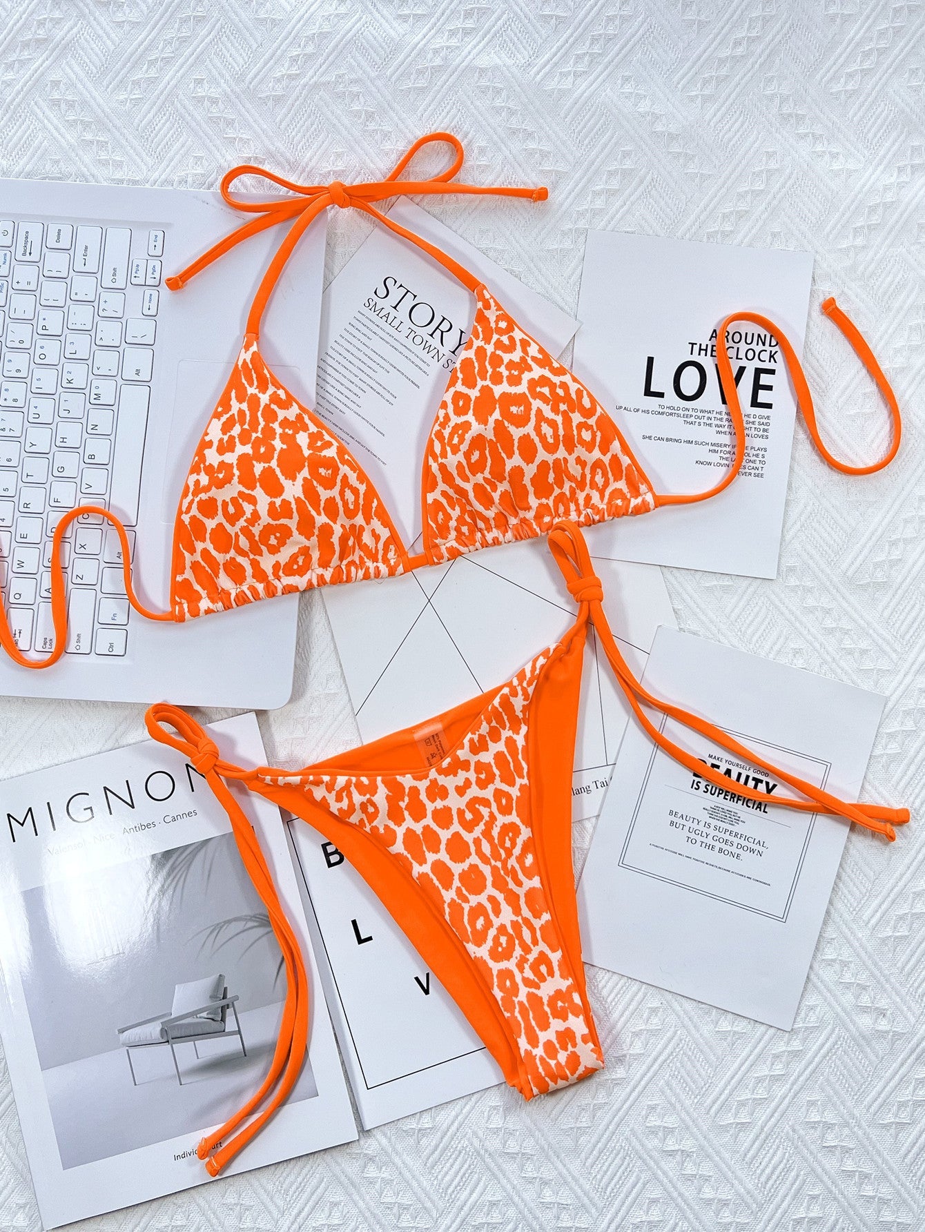 Leopard Print Tie-Side Bikini Set