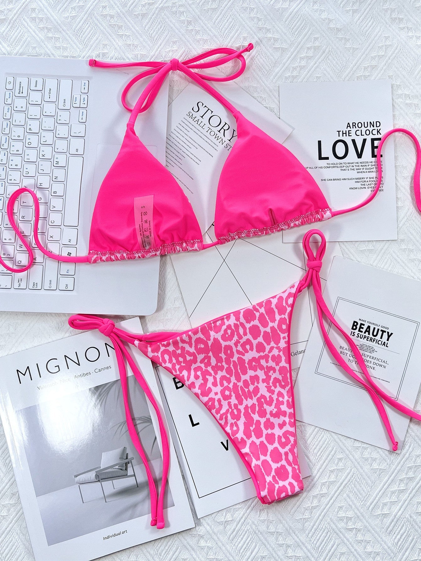 Leopard Print Tie-Side Bikini Set