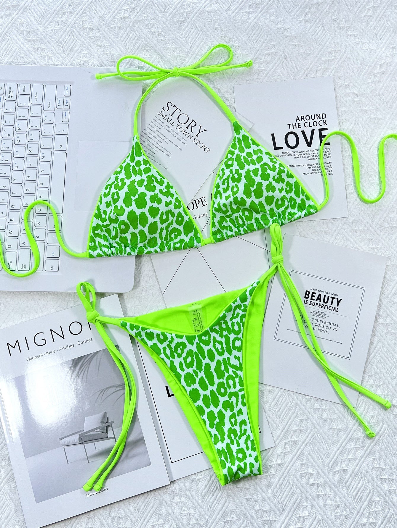 Leopard Print Tie-Side Bikini Set