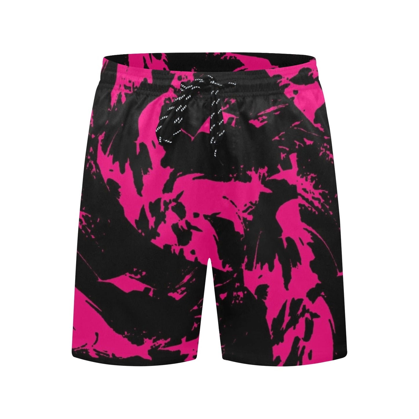 Pink & Black Paint Splatter Swim Shorts