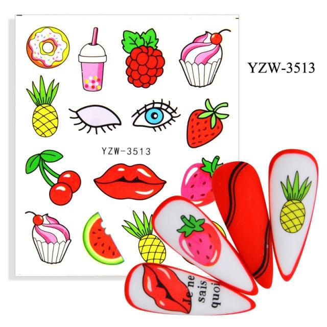 Kawaii Fruit Water Transfer Nail Stickers