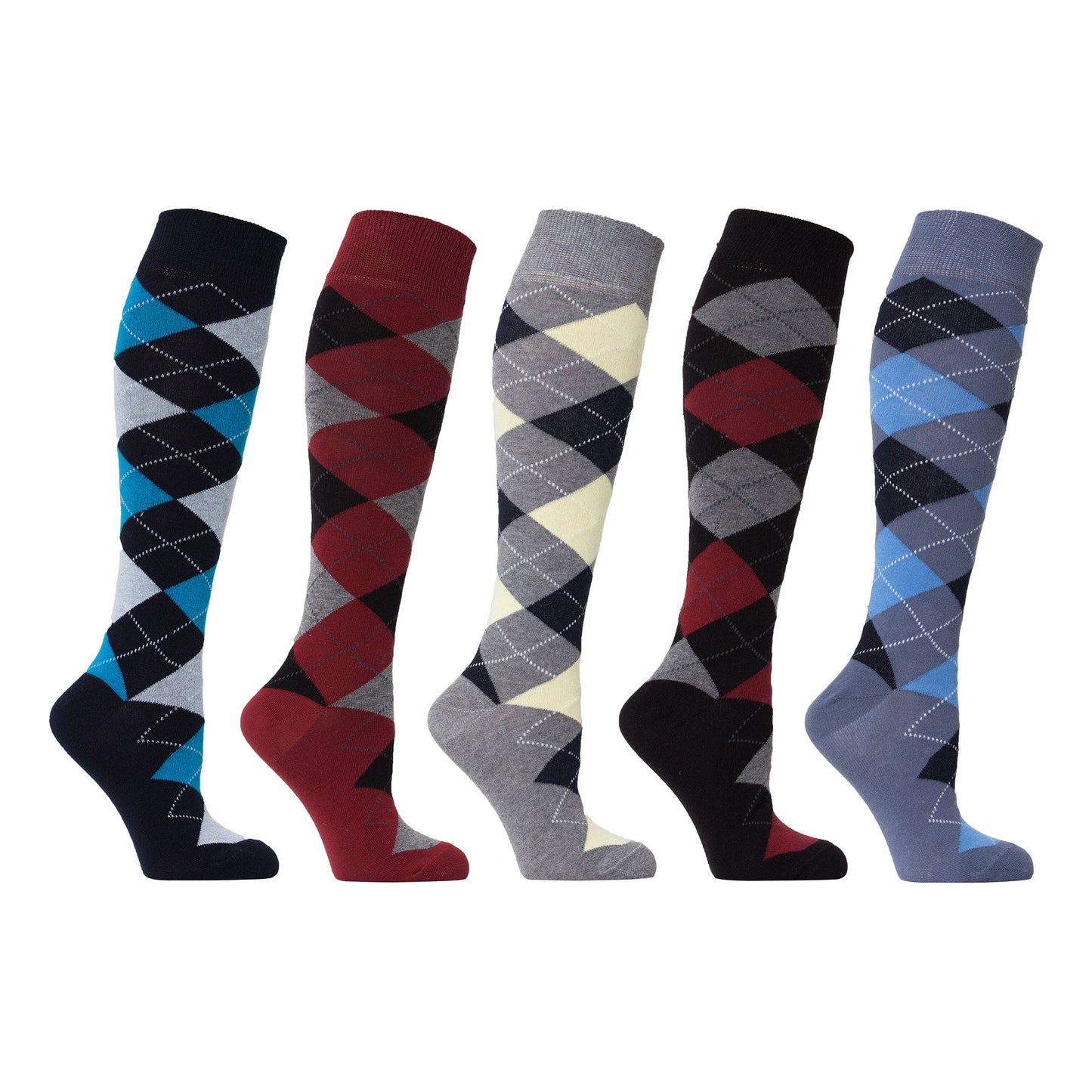 Women's High-Class Argyle Knee High Socks Set