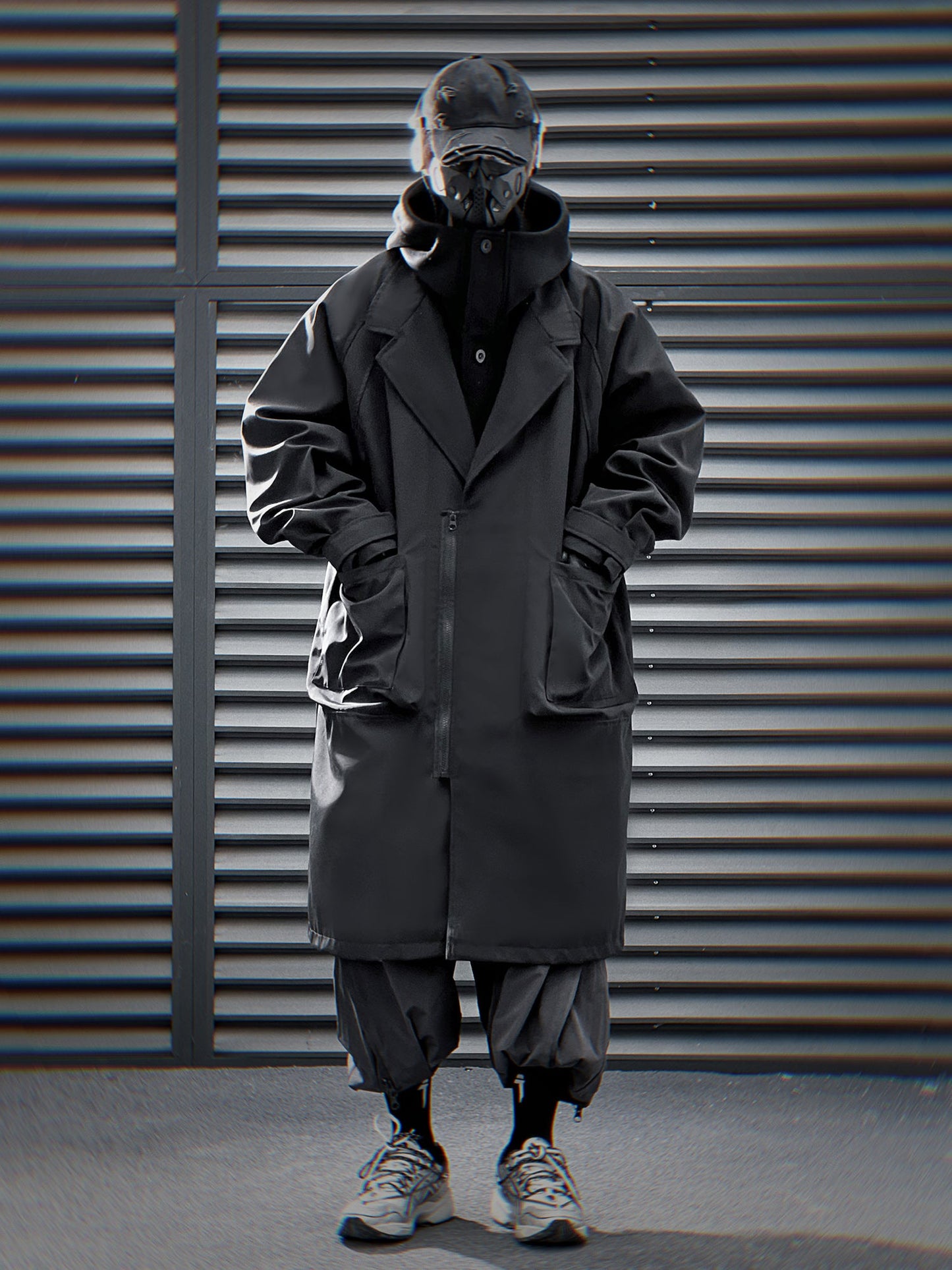 HiJ36 Black Urban Trench Coat