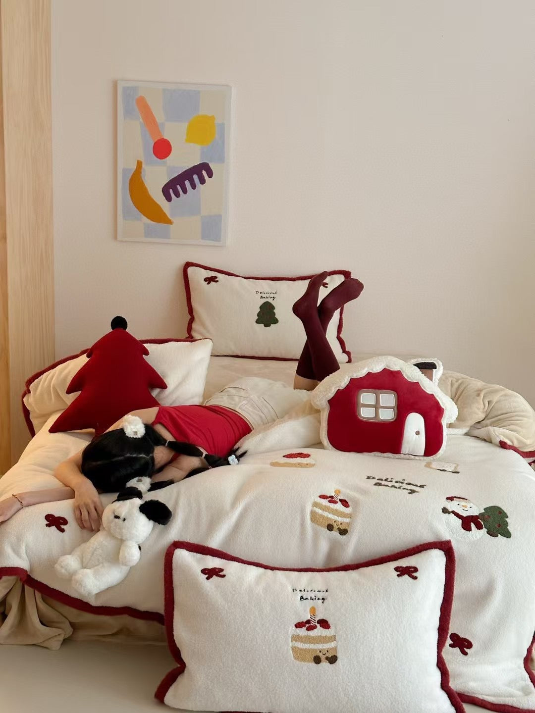 Red Bow Holiday Bedding Set