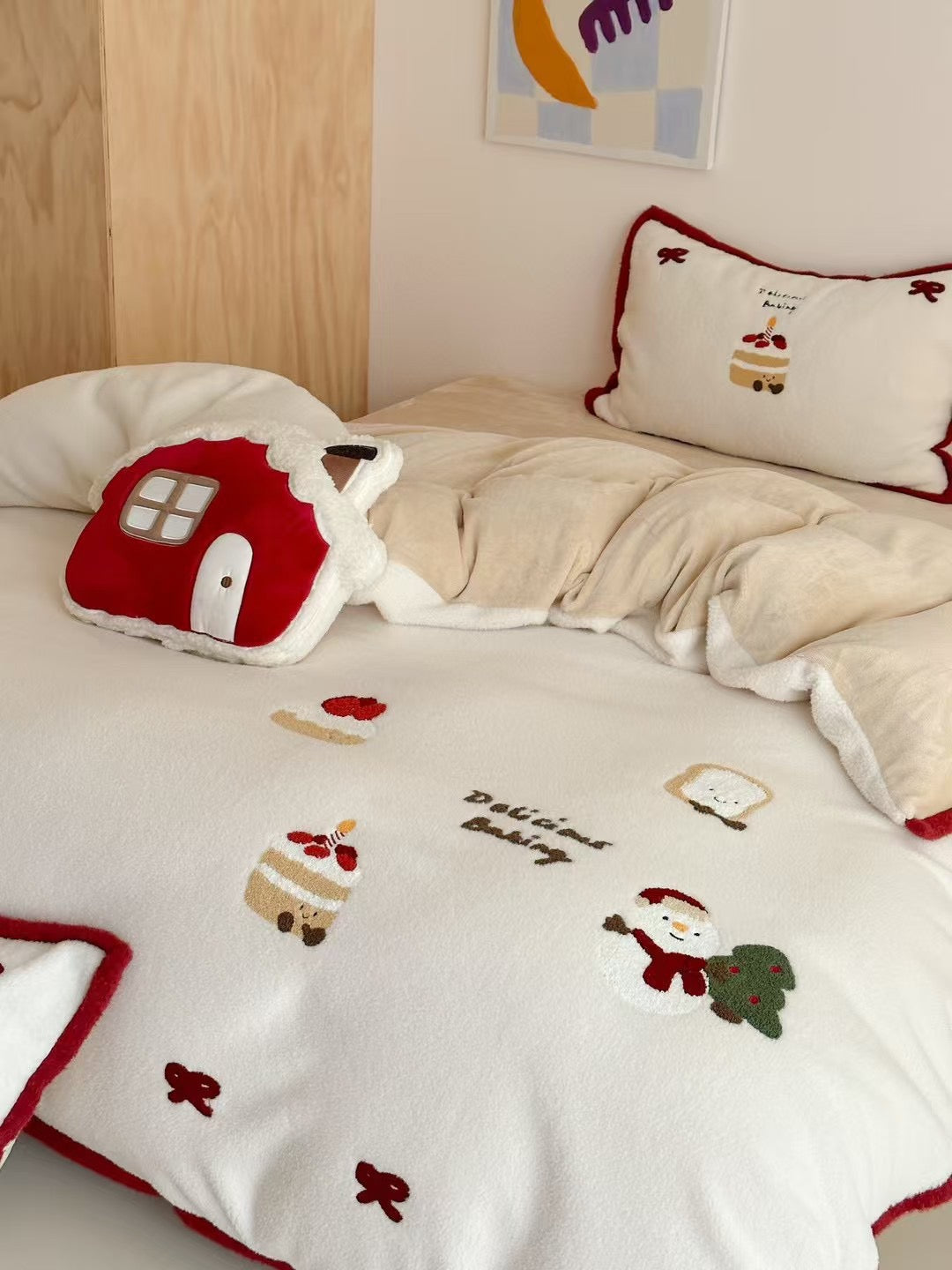 Red Bow Holiday Bedding Set