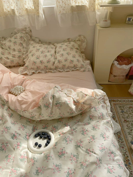Cottagecore Floral Ruffle Duvet Cover Set