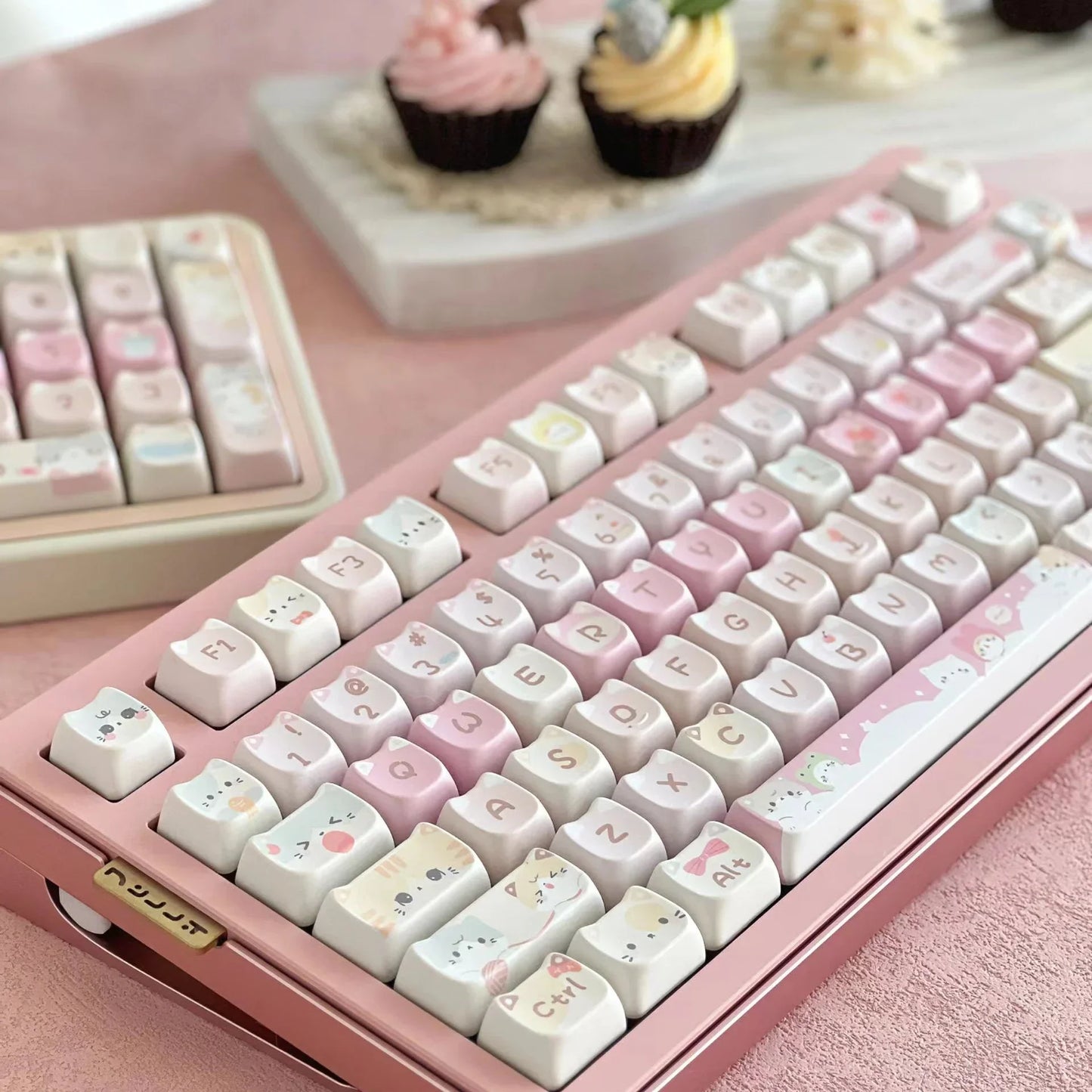 Juego de teclas de teclado con diseño de gato kawaii
