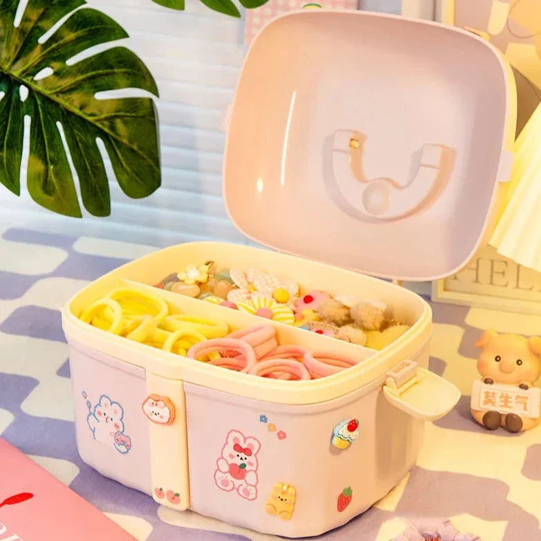 Cajas organizadoras de accesorios para el cabello en tonos pastel