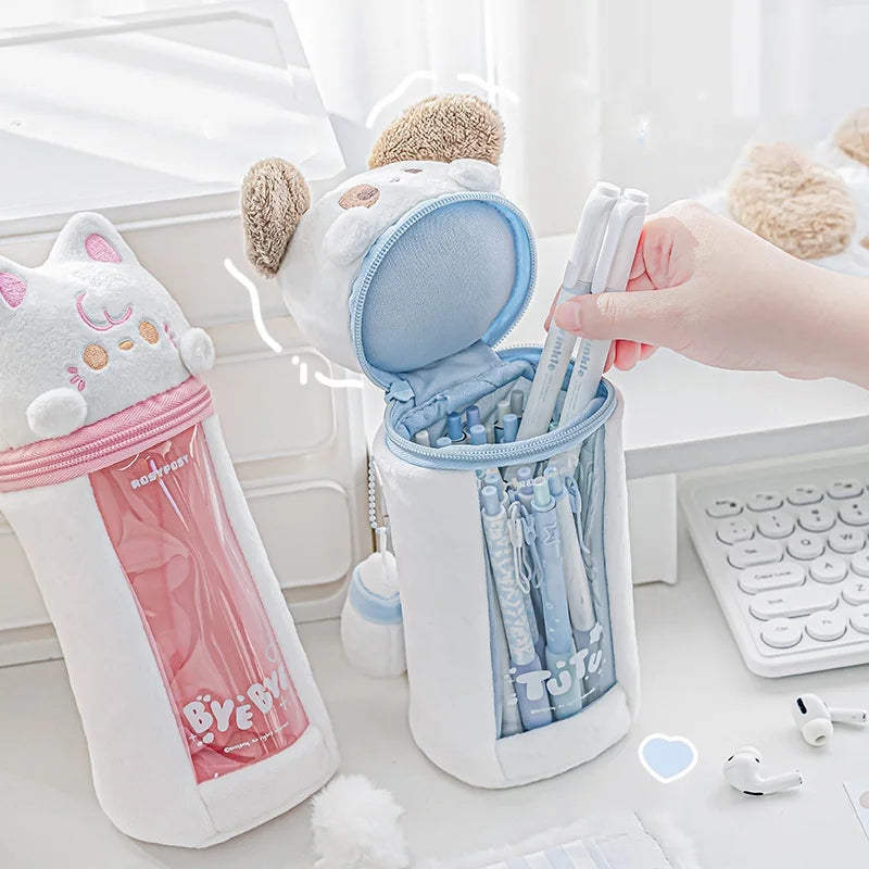 Trousses à crayons en peluche pour chiots et chats