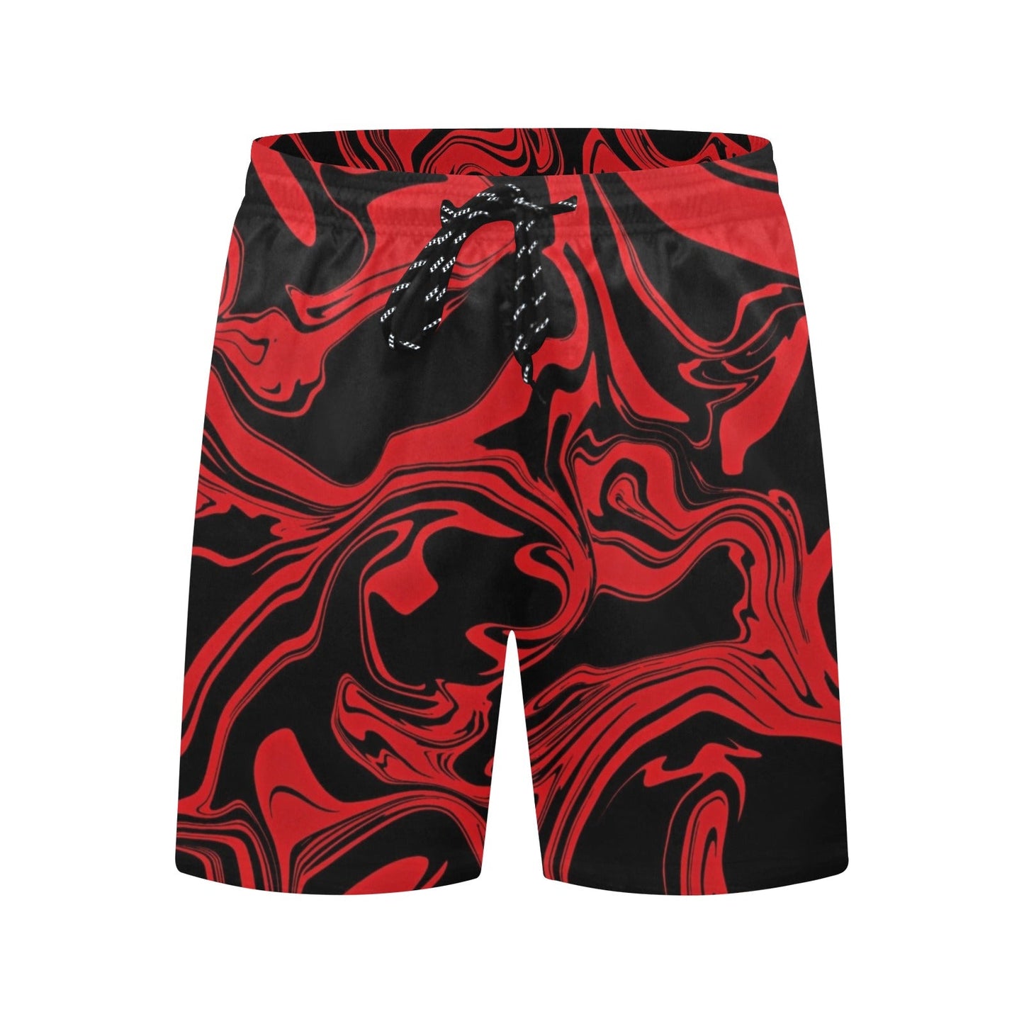 Red & Black Slime Oil Spill Swim Shorts