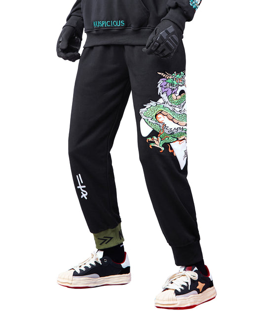 YEP6 Cloud Dragon Embroidery Sweatpants