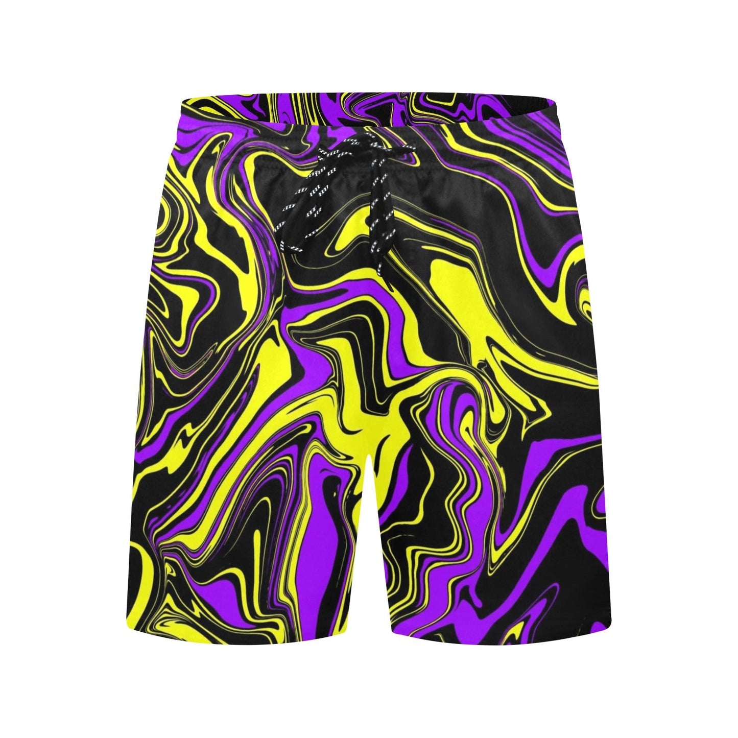 Purple Yellow & Black Psychedelic Melt Swim Shorts