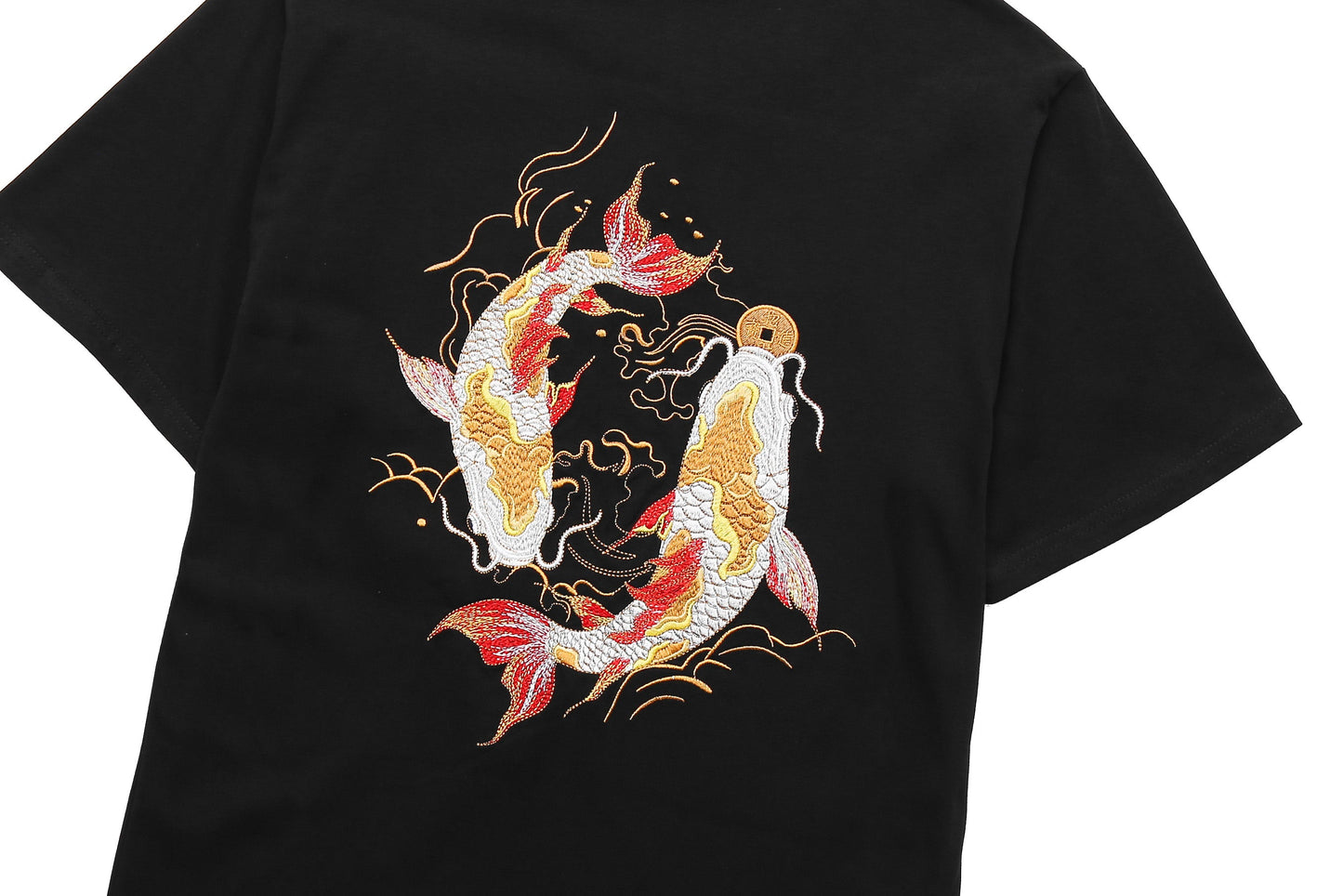 T-shirt brodé poisson koï doré KH852
