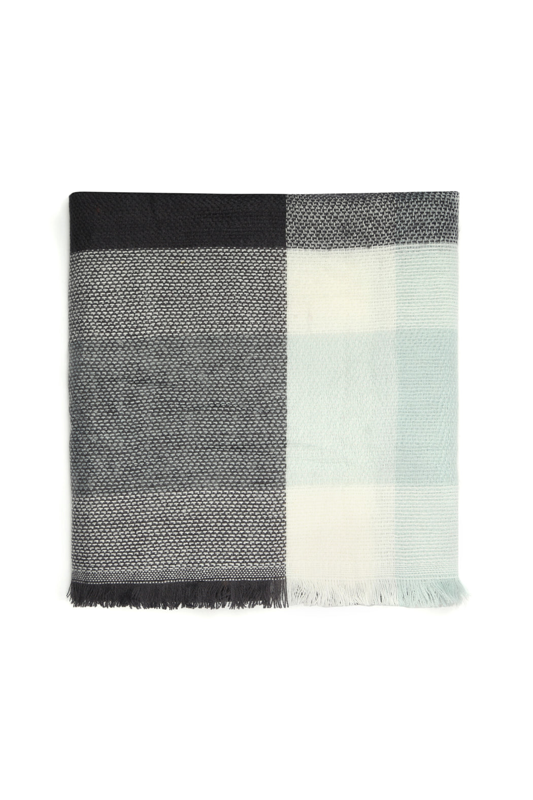 Mint Gray Blanket Fringed Scarf