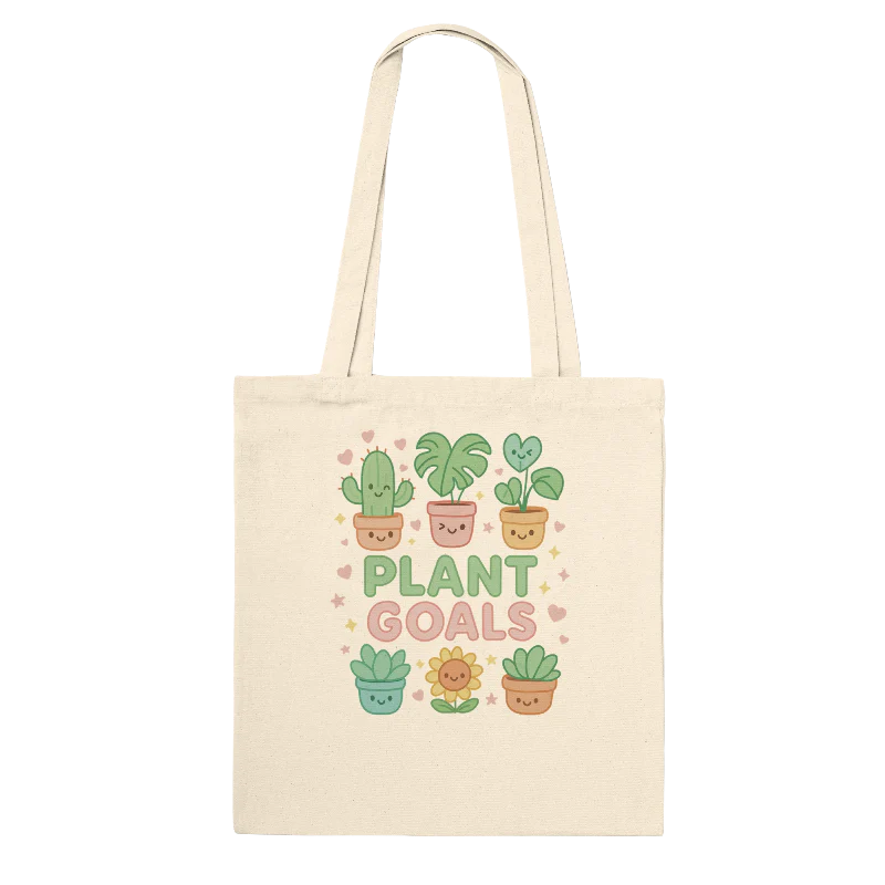 Kawaii "Plant Goals" Plant Lover's Tote Bag