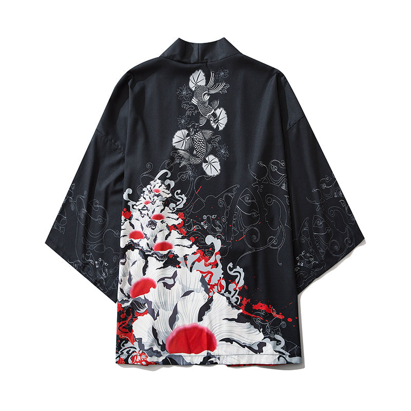YC6032 Kimono de flores rojas 