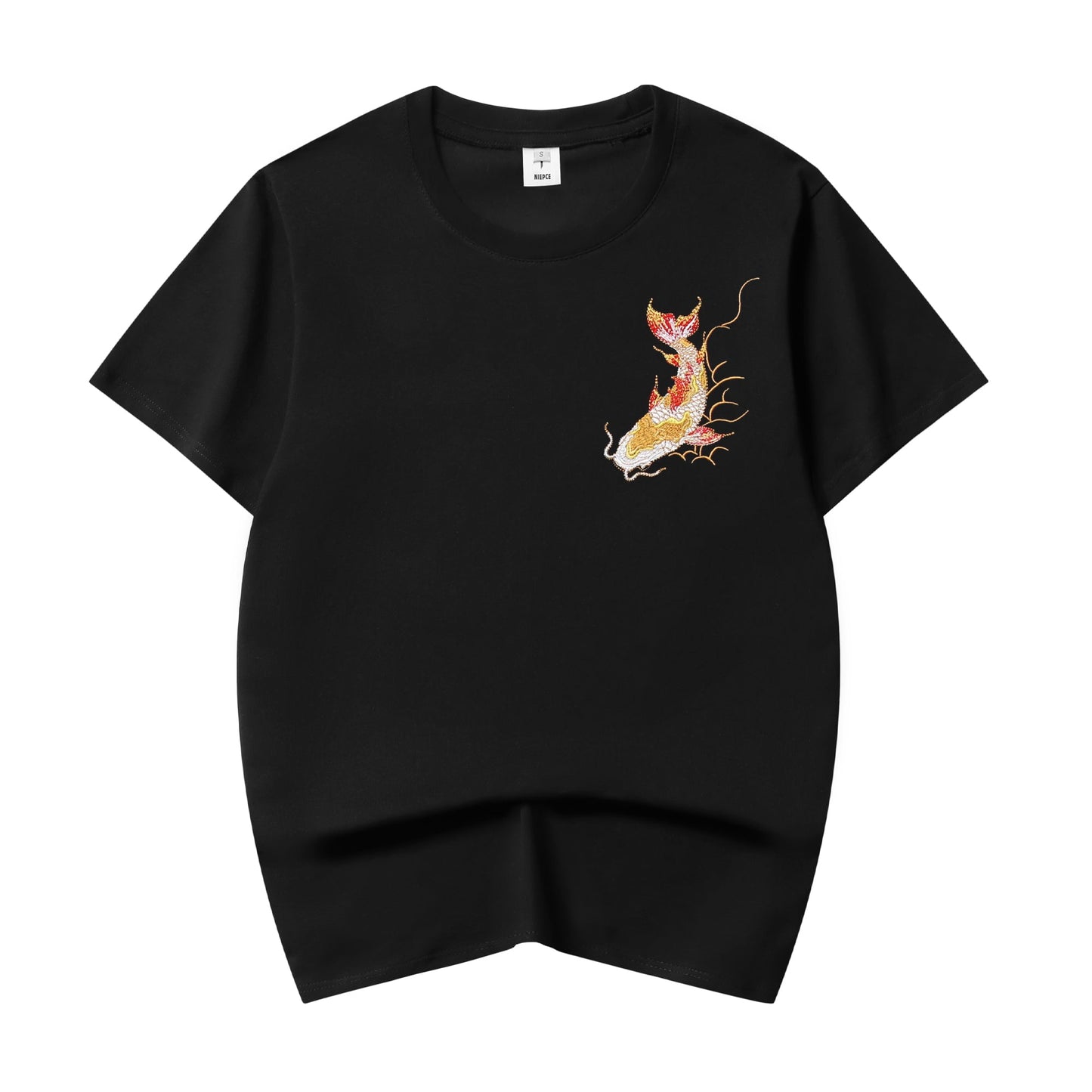 T-shirt brodé poisson koï doré KH852