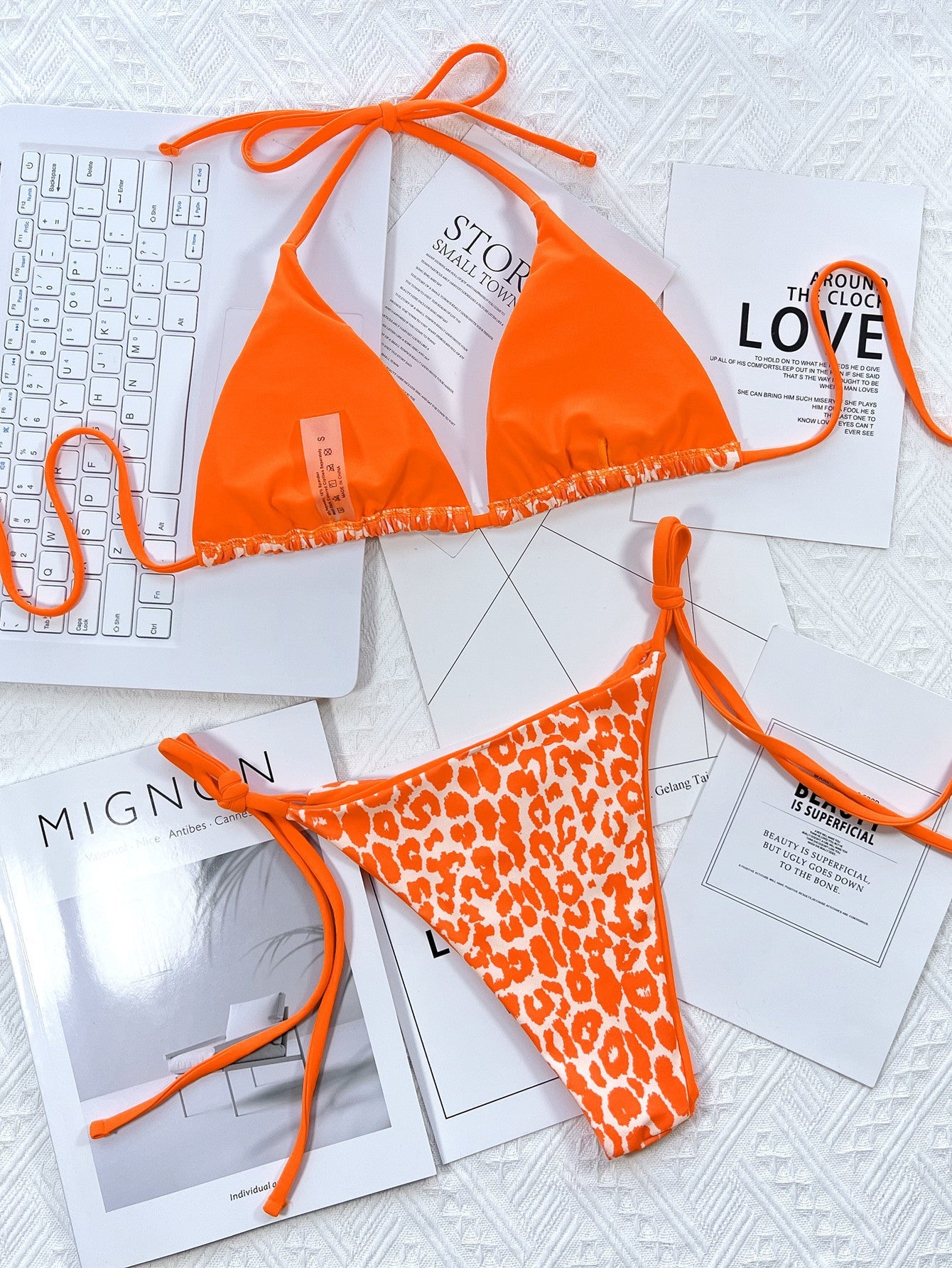 Leopard Print Tie-Side Bikini Set