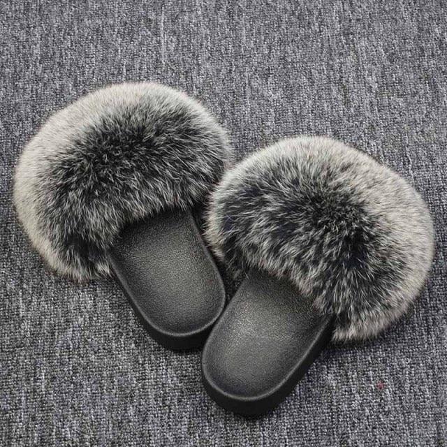 Faux Fur Fuzzy Band Slides