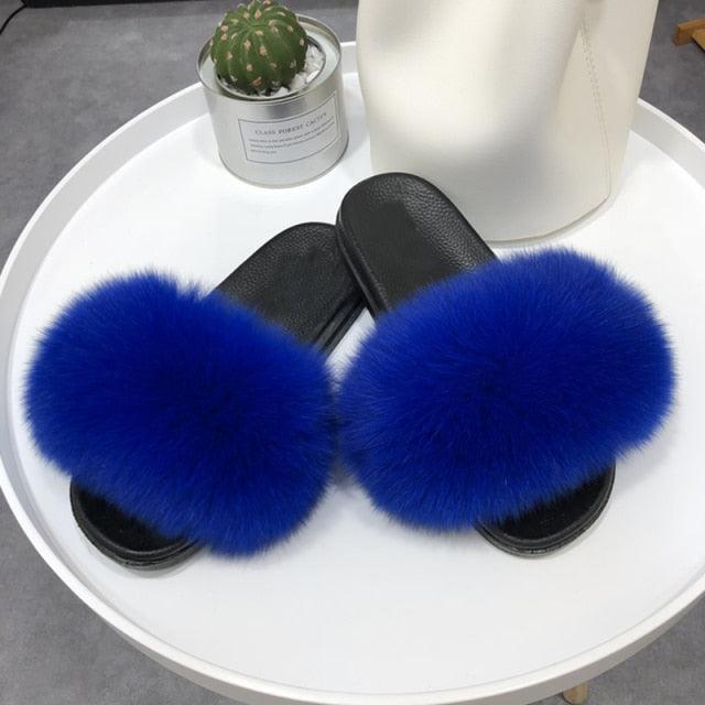 Faux Fur Fuzzy Band Slides