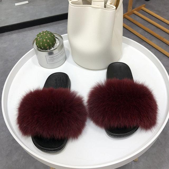 Faux Fur Fuzzy Band Slides