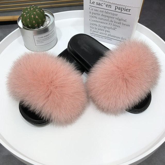 Faux Fur Fuzzy Band Slides
