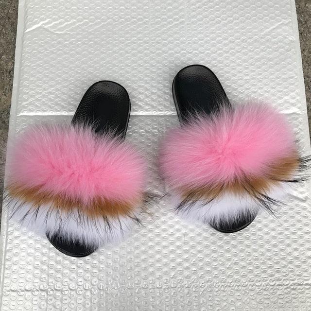 Faux Fur Fuzzy Band Slides