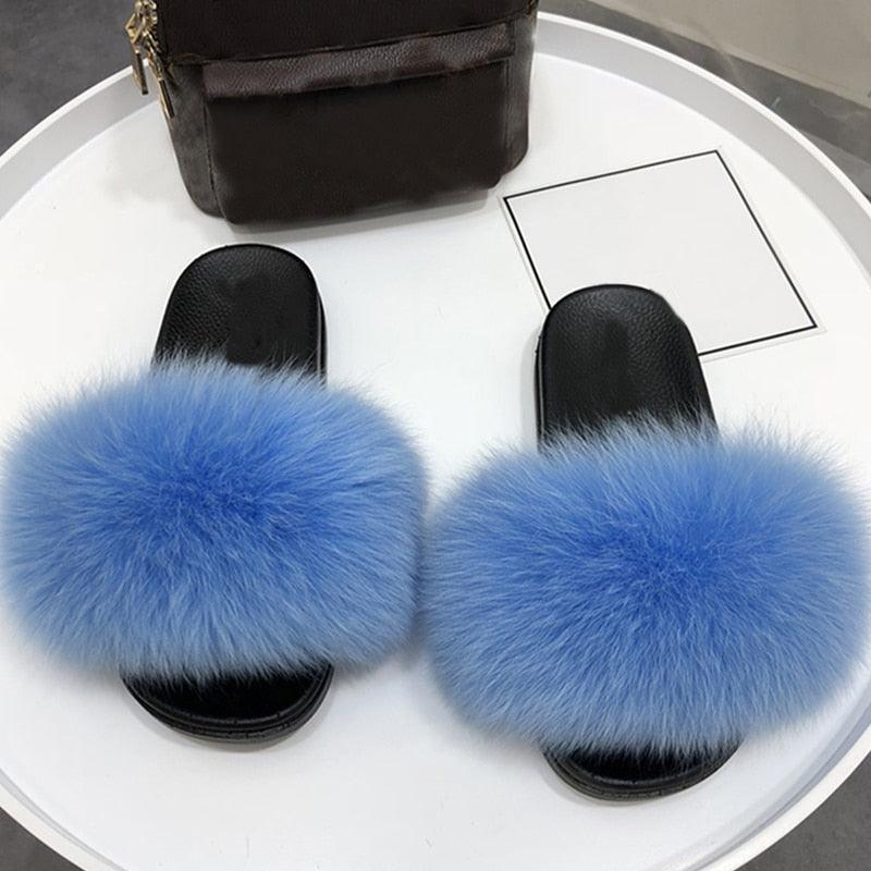 Faux Fur Fuzzy Band Slides