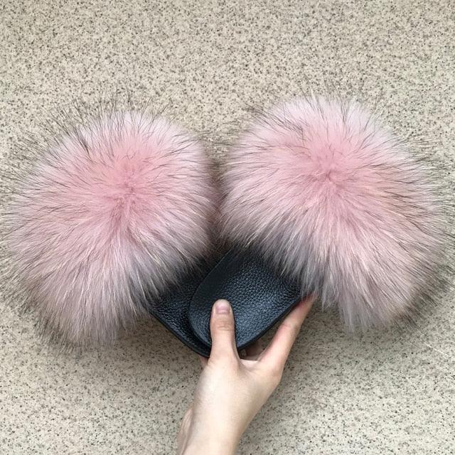Faux Fur Fuzzy Band Slides