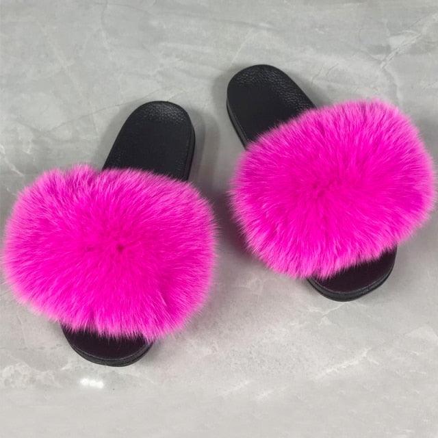 Faux Fur Fuzzy Band Slides
