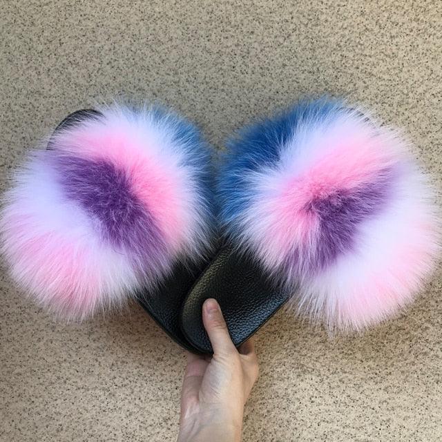 Faux Fur Fuzzy Band Slides