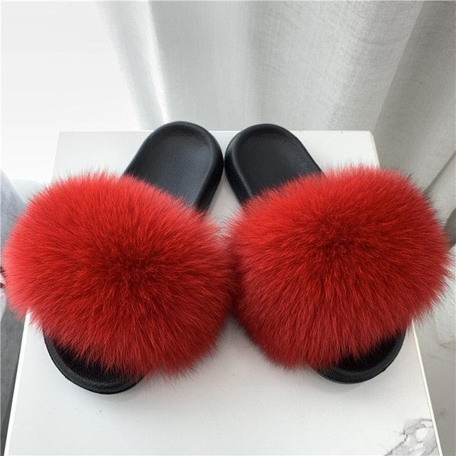 Faux Fur Fuzzy Band Slides