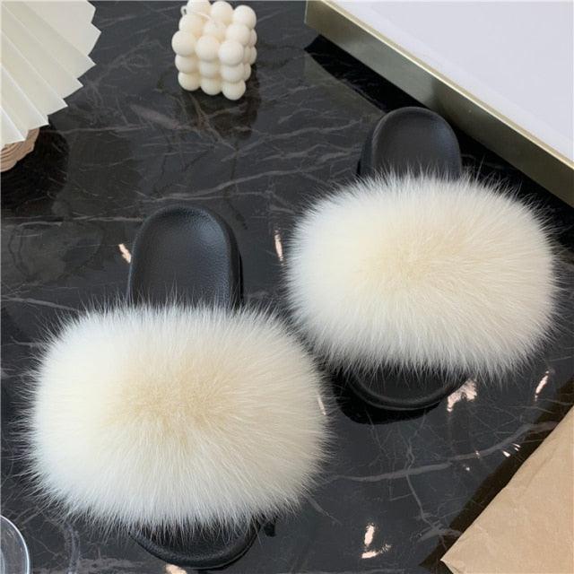 Faux Fur Fuzzy Band Slides