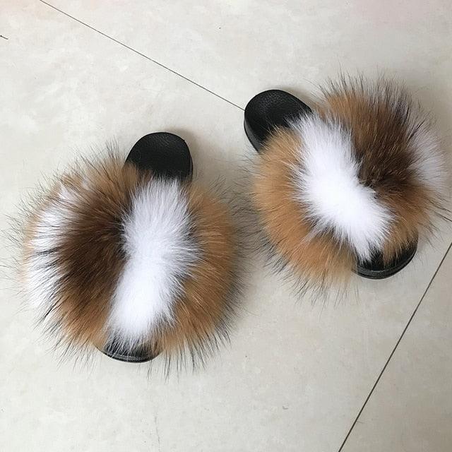 Faux Fur Fuzzy Band Slides