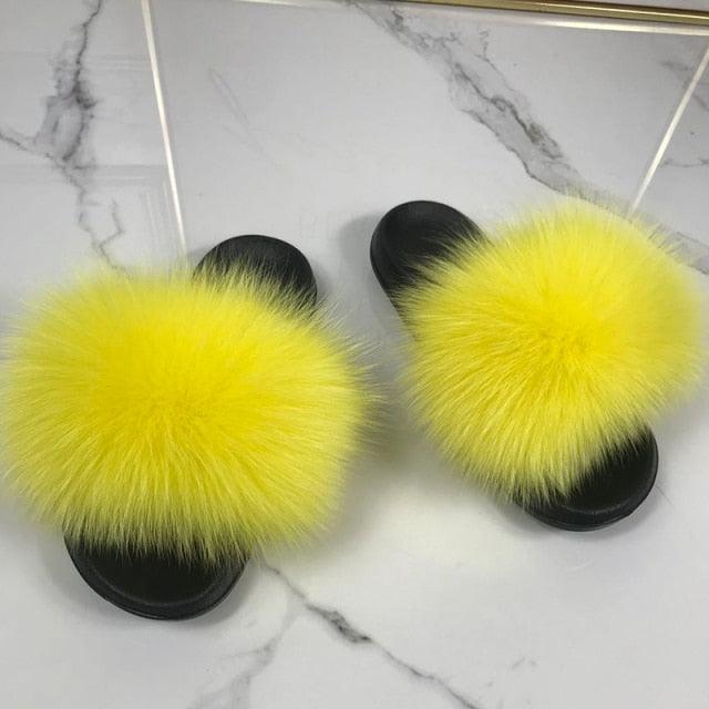 Faux Fur Fuzzy Band Slides