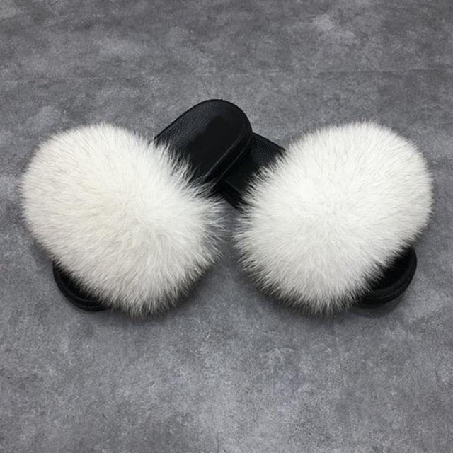 Faux Fur Fuzzy Band Slides