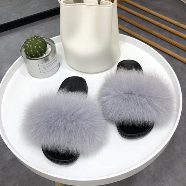 Faux Fur Fuzzy Band Slides