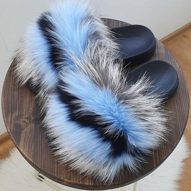 Faux Fur Fuzzy Band Slides