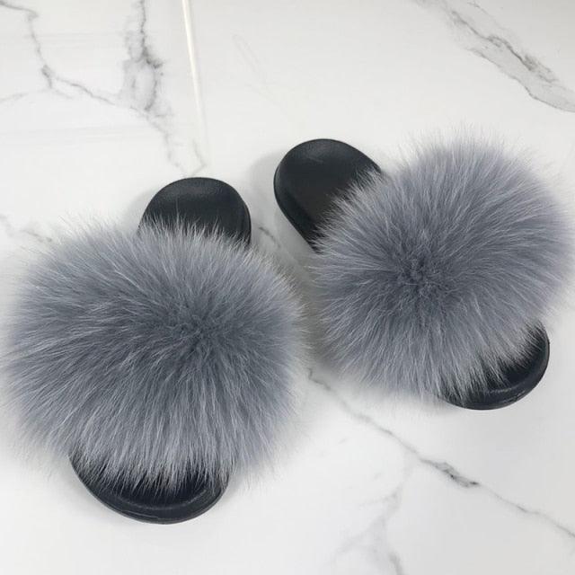 Faux Fur Fuzzy Band Slides