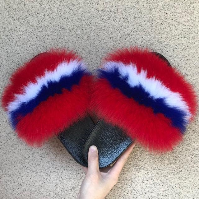 Faux Fur Fuzzy Band Slides
